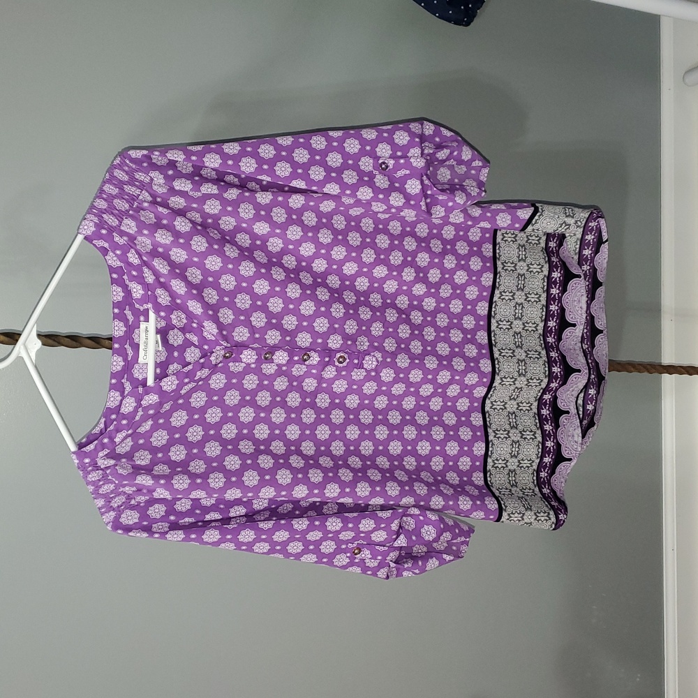 Croft & Barrow Floral Patterned Top Shirt Blouse - Picture 6 of 7